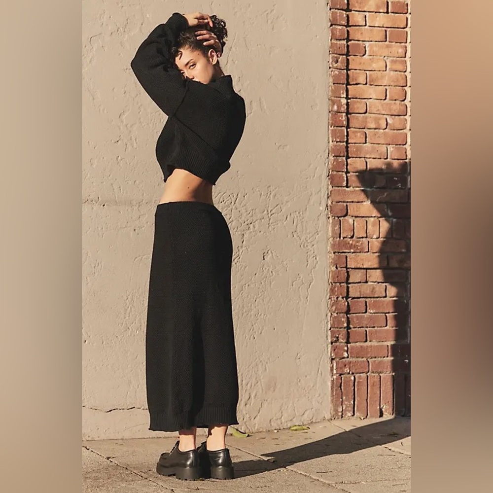 Free People Hailee Sweater Skirt Set Small Black